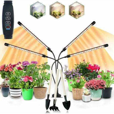 Eclairage horticole lampe de plante, 80 LED Lampe de Croissance lumière de plante à spectre complet 3000k 5000k 660nm lampe de croissance avec minuterie, 10 niveaux, 3 modes pour plantes d'intérieur l (1/5)