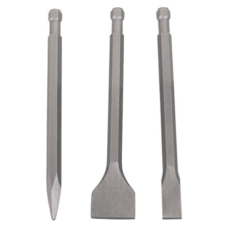 Scheppach Lot de 3 burins pour bêche pneumatique - Emmanchement SDS - Compatible Aero²Spade - Burin plat étroit et large + burin pointu (1/4)
