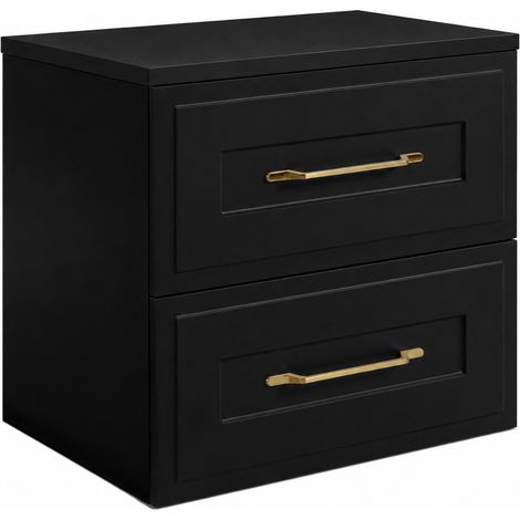 Mobile bagno sospeso 60 cm con cassetti, colore nero + top nero, maniglie color oro, 60 x 46 x 58,6 cm (1/5)