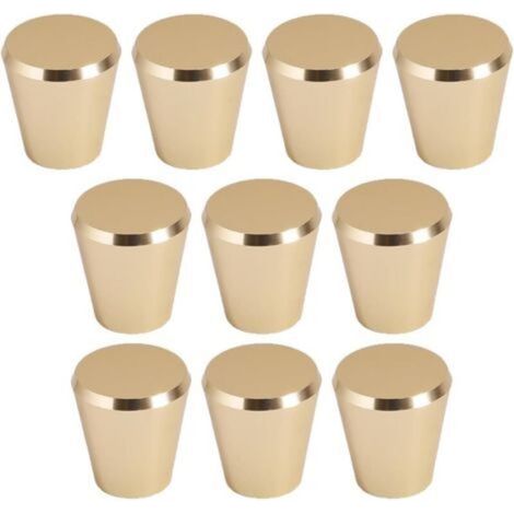 10er-Pack Möbelgriffe aus gebürstetem Messing (konisch), goldene Schubladenknöpfe für Schränke, Garderoben, Bäder und Küchen