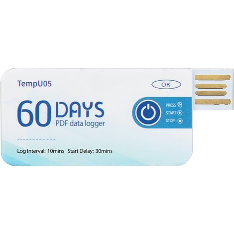 Enregistreur de température USB jetable avec rapport PDF (1/5)
