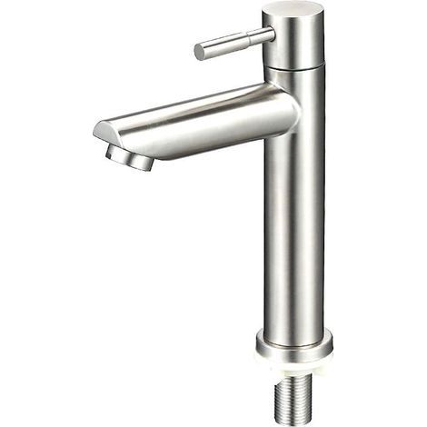 Grifo de baño moderno, grifo de lavabo, grifo mezclador para lavabo con altura de caño de 150 mm, grifo mezclador cuadrado monomando para lavabo, cromo pulido (1/3)
