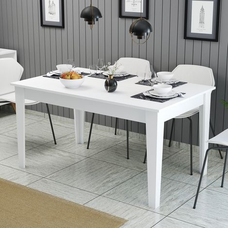 Mesa Fija Viverone, 6 Asientos, Rectangular, Soporta 120 kg, 145x88x75 cm Altura, Blanco (1/5)