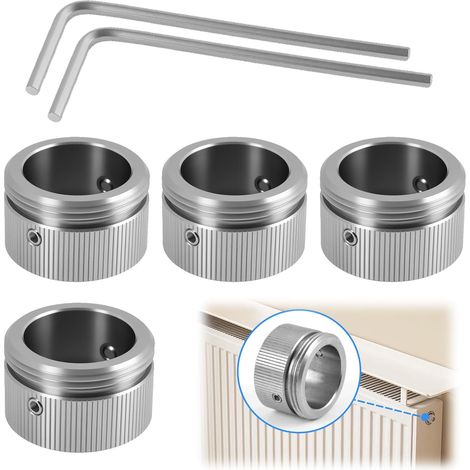 4PCS Adaptateurs de Thermostat de Radiateur, M30 x 1.5 Adaptateur de Radiateur, Acier Inoxydable 304, Adaptateur Vanne Thermostatique avec Clé Hexagonale, Tête de Vanne Thermostatique Rayée (1/5)