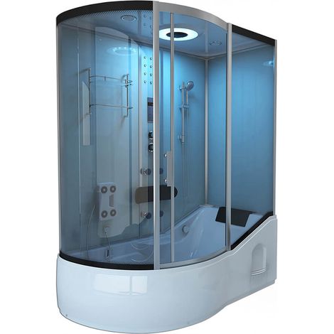 Home Deluxe – Cabine de douche 2in1 avec douche à effet pluie – Dimensions 170 x 90 x 220 cm – Verre de sécurité 5mm – Massage des pieds et radio intégrés