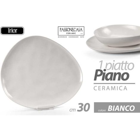1 Pezzo Piatto Piano da Tavola Trior Bianco in Ceramica 30 cm (1/2)