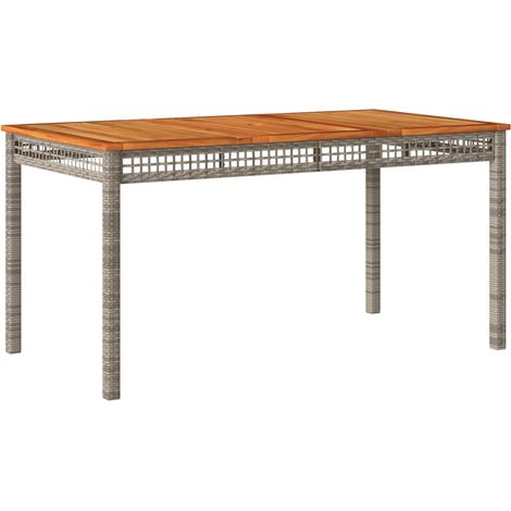 Table de jardin,Table d'extérieur gris 140x80x75 cm résine tressée et bois acacia CFW15148 (1/5)