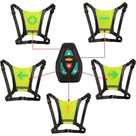 CHOYCLIT LED Turn Signal Vest, LED Reflective Vest with Direction Indicator: Remote Control, Turn Signals, USB Rechargeable, Easy Installation for Bicycle Warning Light - Color (1/5)