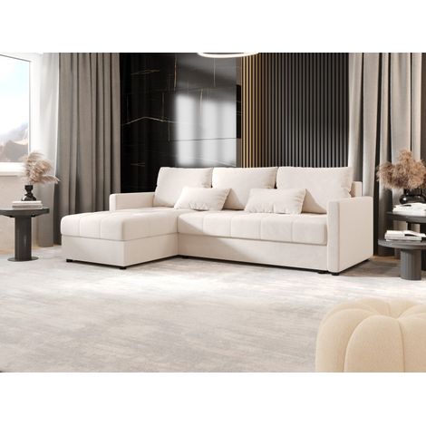 Tendencio – Canapé d’angle convertible 3 places – Largeur 220 cm – Couchage 190 x 130 cm – Rangement intégré – Design moderne (1/3)