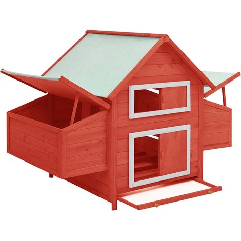 Maison Exclusive - Hühnerstall Rot und Weiß 150x96x110 cm Massivh (1/5)