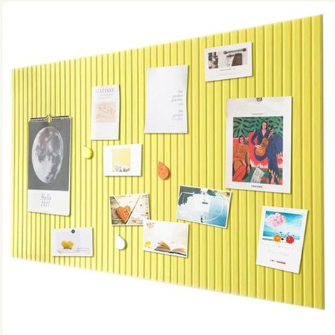 Tableau mémo mural en feutre autocollant, lot de 6, panneaux photo et vision board, 30 x 30 cm chacun, surface totale 60 x 90 cm, jaune citron (1/5)