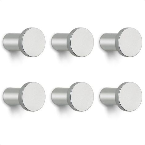 Ecleanfy - Patère murale 6 crochets argentés en aluminium - design minimaliste, résistante à la rouille (1/5)