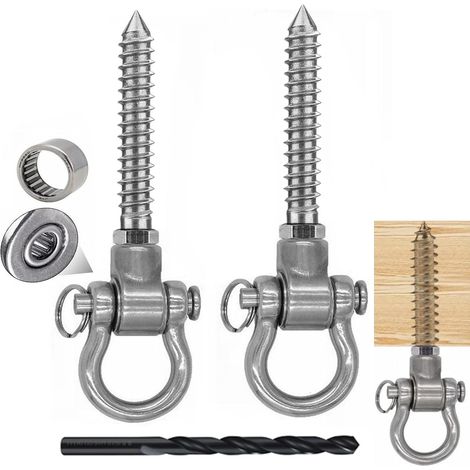 Lot de 2 crochets à visser pour balançoire, 140 mm, charge lourde, en acier inoxydable 304, poutres en bois, avec roulements pour crochet de plafond, balançoire, fauteuil suspendu, hamac, yoga