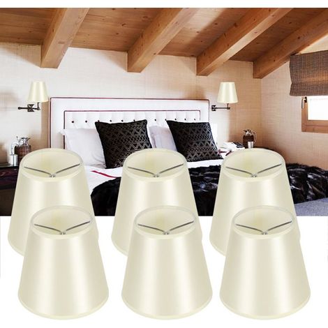 BelleRise - 6pcs abat-jour tissu – Ø9-14 cm beige – Design nordique, lumière tamisée – salon, chambre (1/5)