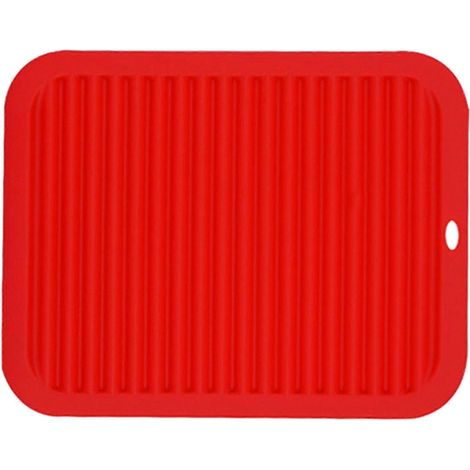 Set de table en silicone polyvalent, isolant thermique, imperméable, idéal pour assiettes, bols et tasses (rouge). (1/5)