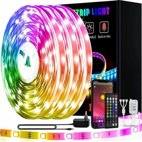 LED 15M Bande LED RGB Multicolore App Contrôle, Led Ruban avec Télécommande à 44 Touches, Synchroniser avec Rythme de Musique/Fonction de Minuterie, pour Décoration, Mariage, Chambre, Fête (1/5)