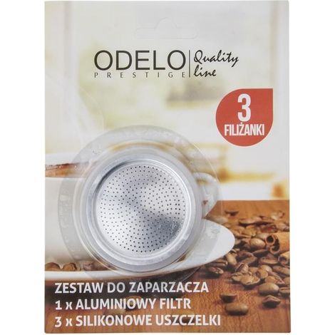Juego de repuesto que incluye 1 filtro y 3 juntas de silicona para la cafetera espresso Rutti de 3 tazas.
