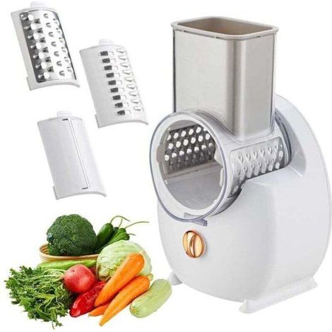 À fromage électrique, XU, Machine salade multiple, Coupe-fruits, Hachoir automatique professionnel avec plusieurs lames coniques pour fruits et légumes, Acier inoxydable, Blanc KZQ - KZQ (1/4)