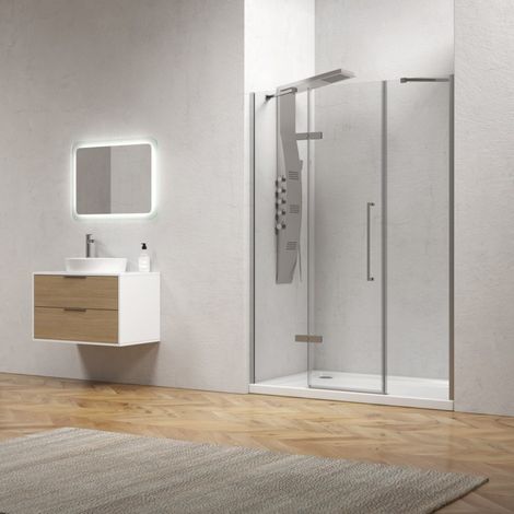 Porta doccia 140 cm battente con 2 laterali fissi  KT6000 kamalu