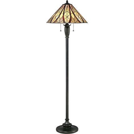 Piantana Tiffany Victory Vetro Bronzo Valiant 2 Luci E27 (1/2)