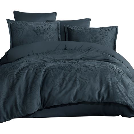 Bettwäsche-Set 220x200 BAUMWOLLE Satin-Jacquard-Ornament Marbella Dunkelgrau (1/5)
