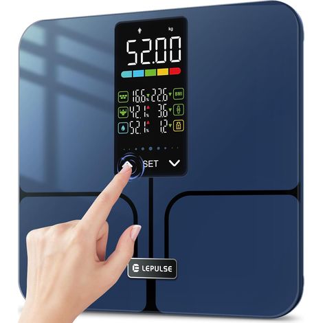 Balance Pese Personne Sans Application, 227 Kg, 5,44" Grand Écran, 8 Indicateurs Avec Technologie Revêtement ITO, Pese Personne Masse Graisseuse Et Muscle, 10 Identifiants Utilisateur, 3030 cm (1/5)