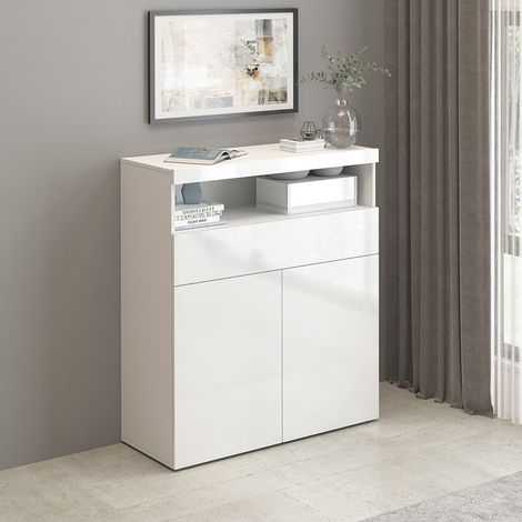 Buffet haut moderne blanc brillant Enaya (1/5)