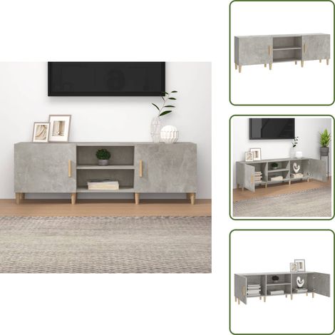 Meuble TV Gris béton 150x30x50 cm Bois d'ingénierie - Meubles Tv - Meuble Tv Gris - Meuble Tv Design - Meuble Tv Industriel - Meuble Tv Moderne (1/5)