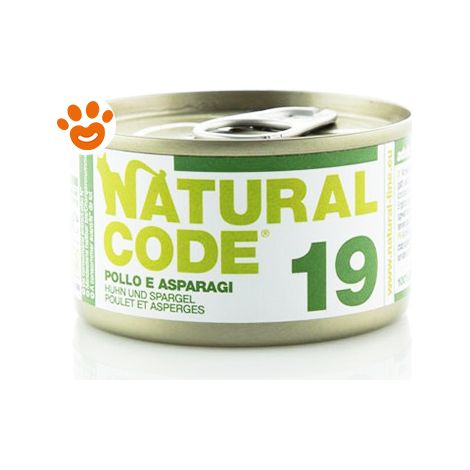 Natural Code 19 Cat Adult al Pollo e Asparagi - Lattina 85 Gr -