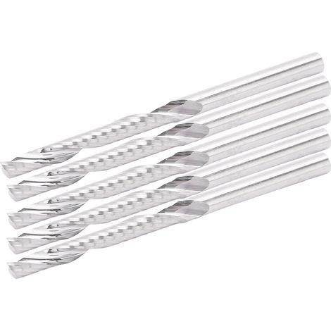 5 pièces Fraises Droites 1 Dent Coupante Spirale Outil de Fraisage 3.175x3.175x25x50mm (1/5)
