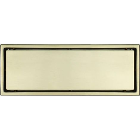 Drain de douche, 2 en 1 Drain de douche en or brossé, Drain de sol Invisible en acier inoxydable Drain de douche avec grille d’insertion de carreaux, 110 300mm Drain de plancher de douche (1/5)