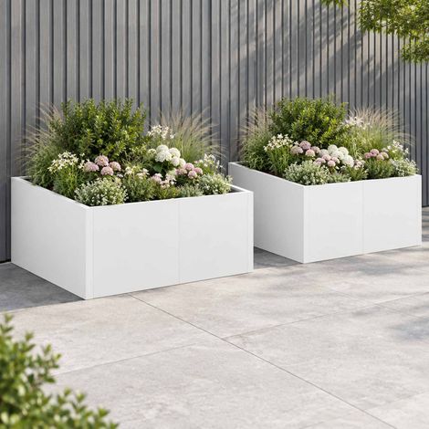 vidaXL Muro di contenimento 4 pz 100 x 100 x 50 cm Acciaio Bianco (1/5)
