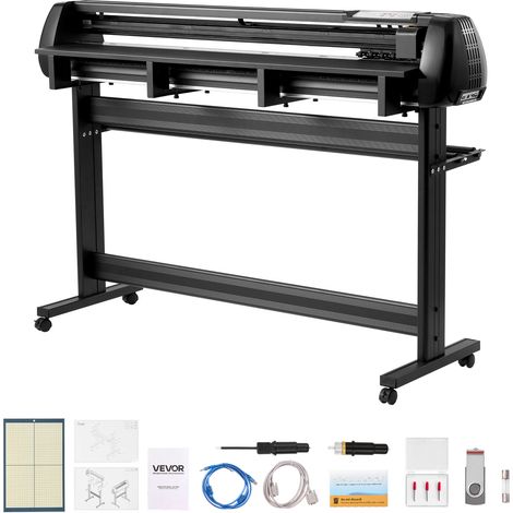 VEVOR Macchina da Taglio per Vinile, Larghezza di Alimentazione Max. 1350 mm, Doppie Lame, Forza e Velocita Regolabili, Display LED, Stampante per Plotter da Taglio in Vinile con Software Signmaster (1/5)