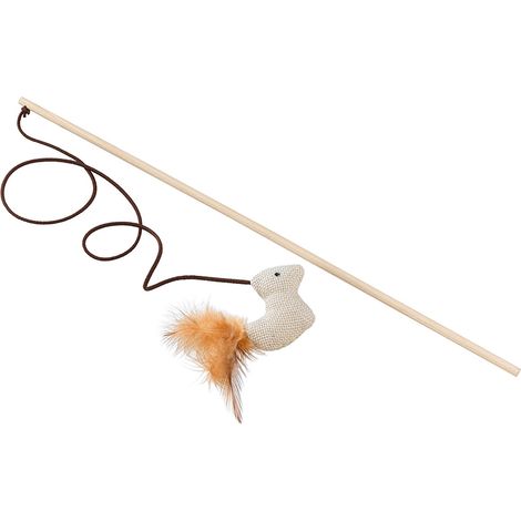 Ferplast Jouet PA 4998 Canne à pêche en bois avec souris pour chats. Variante PA 4998 - Misure: Ø 0.6 x 40 cm - Coloris assortis