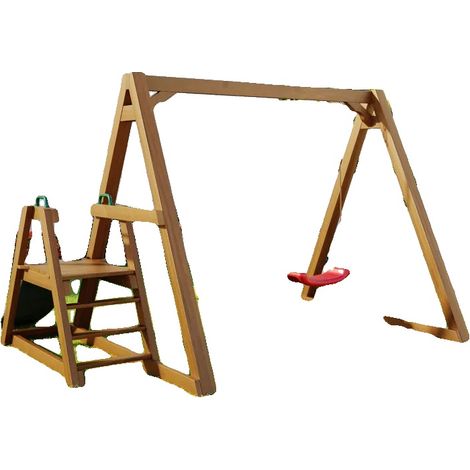 Zona de juegos infantil, madera maciza, 238,5 cm de ancho, 240 cm de profundidad, 168,9 cm de alto, capacidad de carga 50 kg. (1/5)