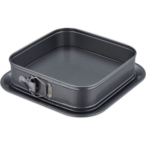 2 moules à charnière carrés, 24 x 24 cm, avec protection anti-débordement, acier, antiadhésif, anthracite (1/5)