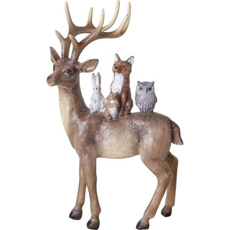 TrendLine Dekofigur Rentier mit Tieren 27 x 16 cm Figuren, Skulpturen & Statuen