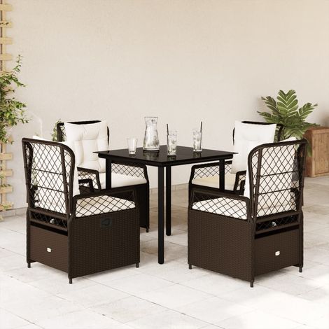 vidaXL Set comedor de jardín 5 piezas y cojines ratán sintético marrón (1/5)