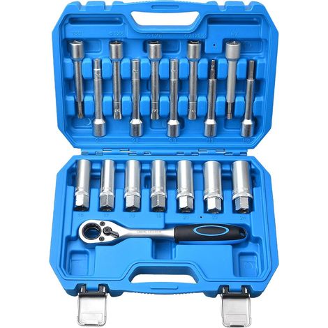 Kit di 18 pezzi per la rimozione del dado dell'ammortizzatore della sospensione del mozzo dello sterzo da 1/2".