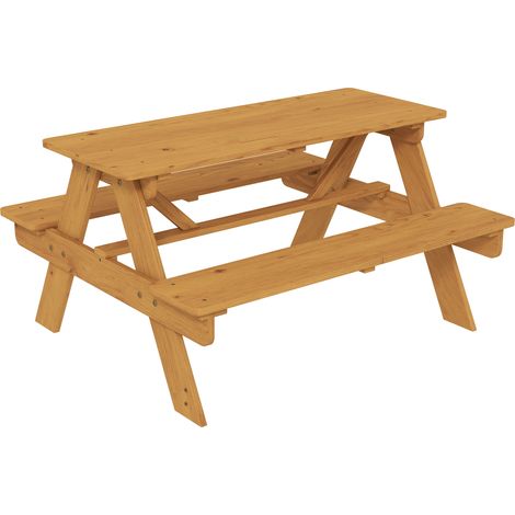 Table pique-nique enfant bois massif avec bancs ensemble salon jardin extérieur