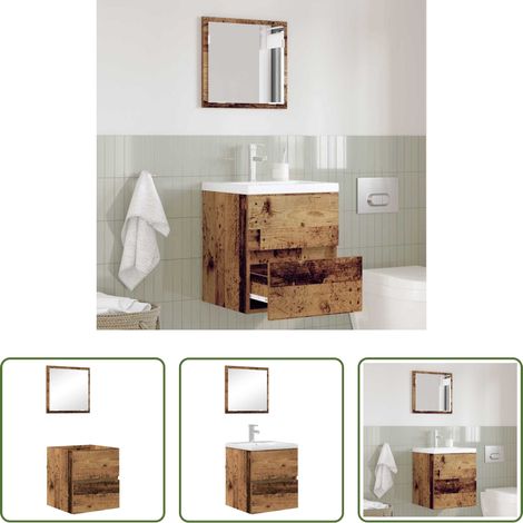 vidaXL Meuble mural salle de bain - Cabinet de salle de bain Bois Ancien 41 x 38,5 x 45 cm (1/5)