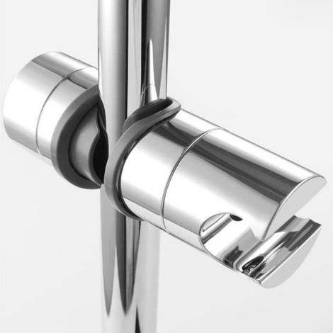 Support Universel Pomme de Douche en ABS Douchette Pommeau Barre Fixation - gris - Inox texturé - Lisse (1/4)