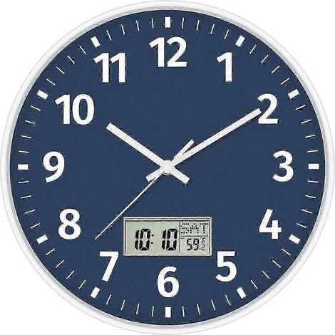Horloge murale numérique avec affichage de l'heure, du jour de la semaine et de la température version silencieuse. (1/5)