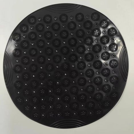 Tapis de Bain Extra carré Anti-moisissure avec ventouses, Trous de Drainage, Lavable en Machine, pour Enfants, Personnes âgées (noir, Rond 55 x 55 cm) (1/4)