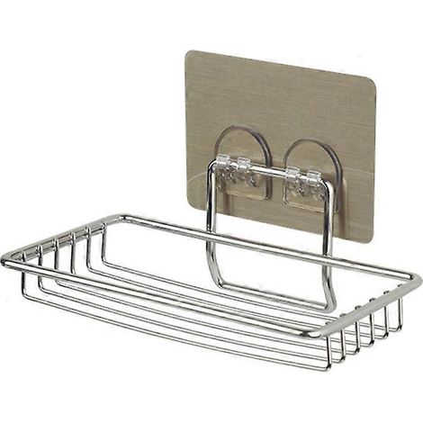 Porte-savon mural auto-adhésif en acier inoxydable, support pour savon et éponge, idéal pour la cuisine et la salle de bain. (1/5)