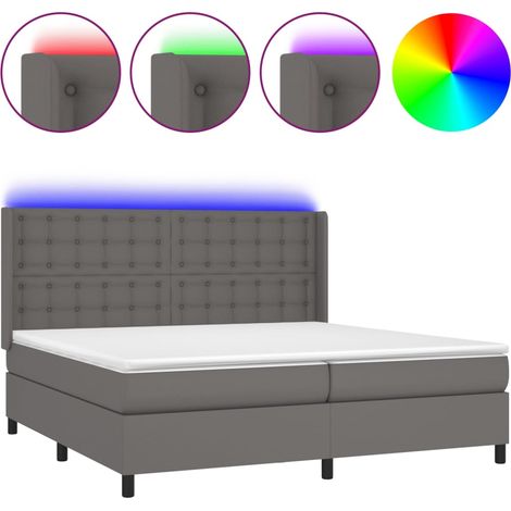 Maison Exclusive - Giroletto Molle con Materasso e LED Grigio 200x200cm Similpelle (1/5)