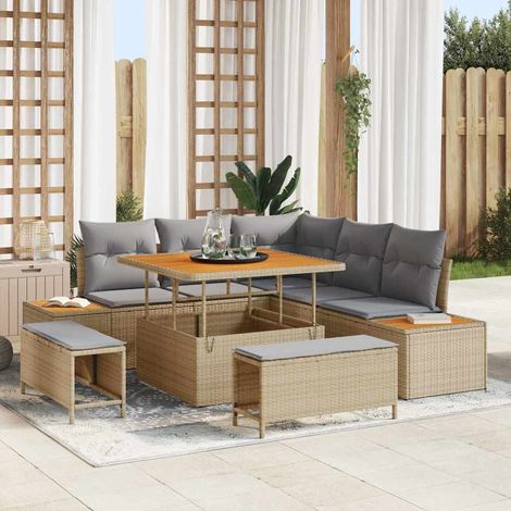 Gartensofa-set 8 pcs Beige Poly-Rattan