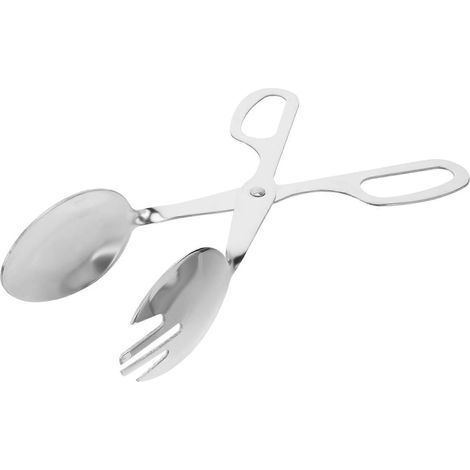 Pince à salade en acier inoxydable, cuillère de service, fourchette (argentée)-26.00X8.00X5.00CM-Silver (1/4)