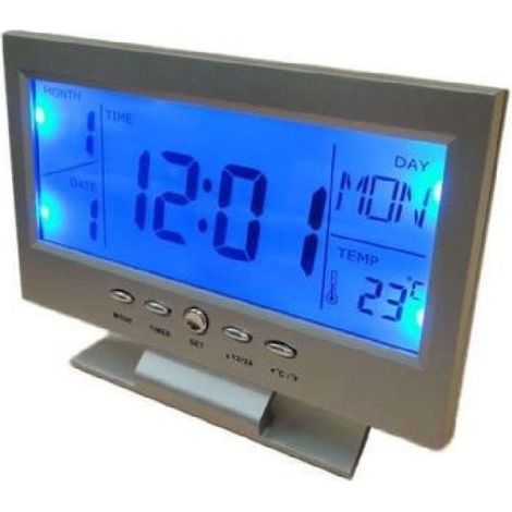 Trade Shop - WECKER TEMPERATUR KALENDER TABELLE LCD SOUND ALARM BELEUCHTET -