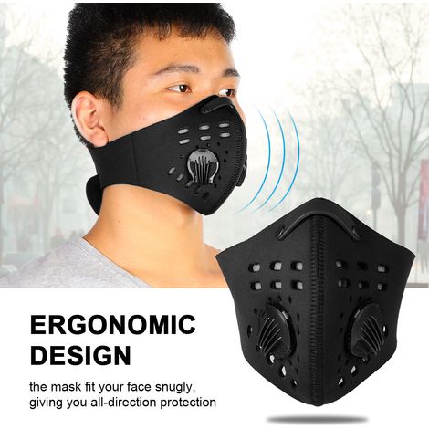 Masque demi-visage durable, chaud, anti-poussière et anti-pollution avec filtre anti-poussière pour le cyclisme en extérieur (noir) (1/5)
